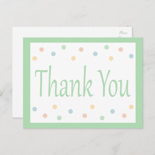 Bedankt Mint Green en White Polka Dots Briefkaart (Voorkant / Achterkant)