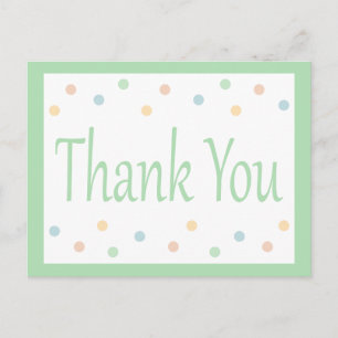 Bedankt Mint Green en White Polka Dots Briefkaart