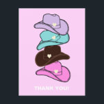 Bedankt Modern Cowboy Pet Stack Pink Briefkaart<br><div class="desc">Een moderne cowboy pet stack illustratie voor een moderne cowgirl. Cowboy,  rodeo,  cowgirl thema bedankkaart</div>
