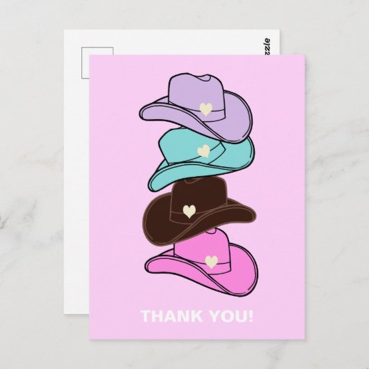 Bedankt Modern Cowboy Pet Stack Pink Briefkaart (Voorkant / Achterkant)
