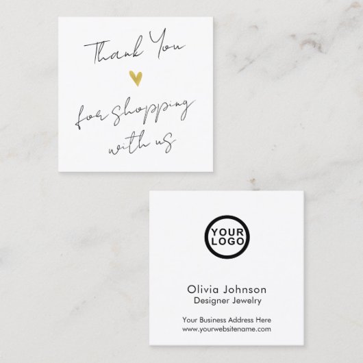 Bedankt Modern Elegant Handschrift Visitekaartje (Voorkant / Achterkant)