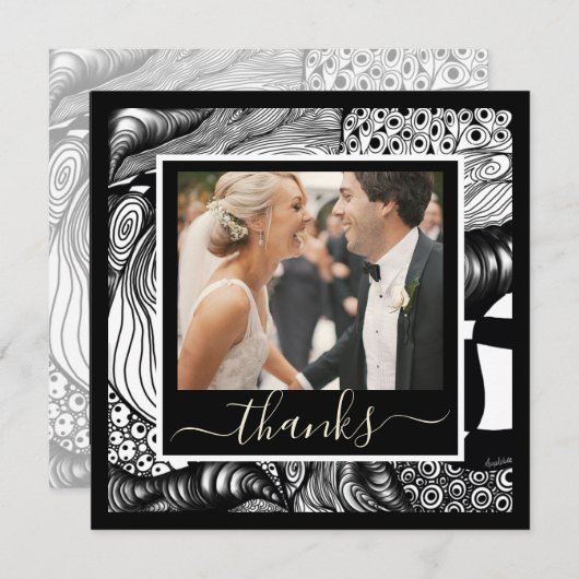 Bedankt Modern elegant zwart-wit met foto (Voorkant / Achterkant)