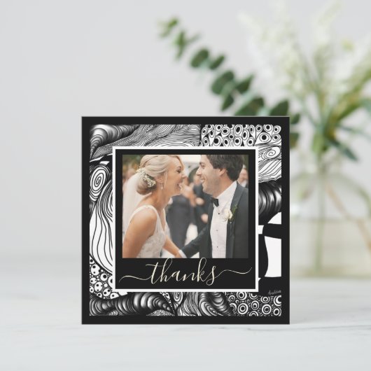 Bedankt Modern elegant zwart-wit met foto (Staand voorkant)
