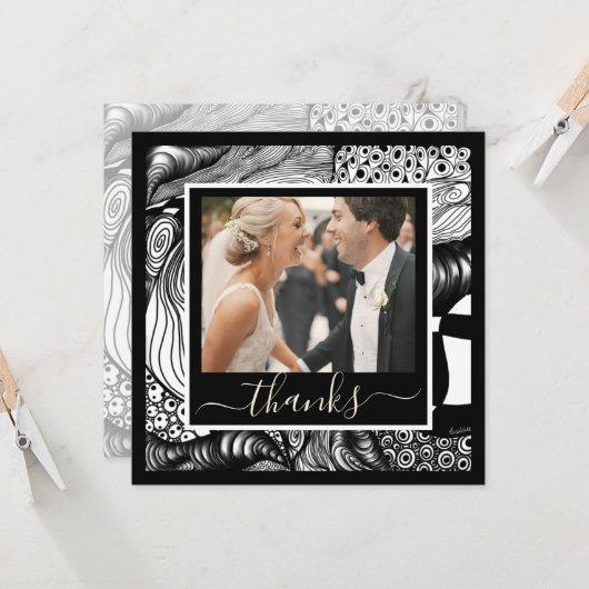 Bedankt Modern elegant zwart-wit met foto (Voorkant / Achterkant in situ)
