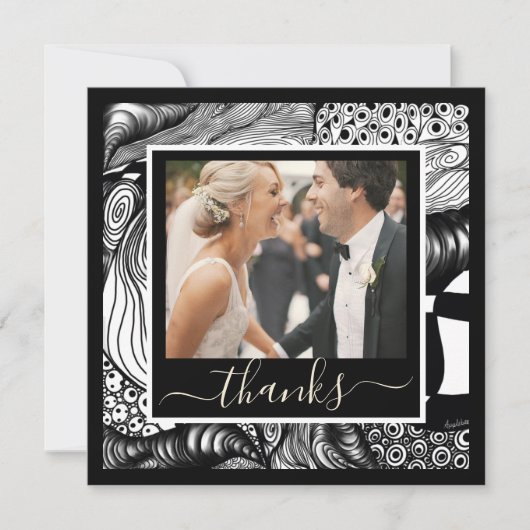 Bedankt Modern elegant zwart-wit met foto (Voorkant)
