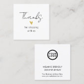 Bedankt Modern Gold Heart Square Visitekaartje (Voorkant / Achterkant)