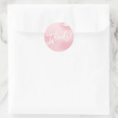 BEDANKT modern handgeschreven blush roze waterverf Ronde Sticker (Tas)