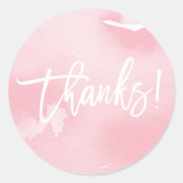 BEDANKT modern handgeschreven blush roze waterverf Ronde Sticker