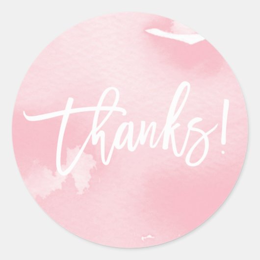 BEDANKT modern handgeschreven blush roze waterverf Ronde Sticker (Voorkant)