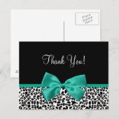 Bedankt Modern Leopard Emerald Green Ribbon Briefkaart (Voorkant / Achterkant)