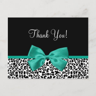 Bedankt Modern Leopard Emerald Green Ribbon Briefkaart