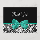 Bedankt Modern Leopard Emerald Green Ribbon Briefkaart (Voorkant)