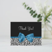 Bedankt Modern Leopard Mykonos Blue Ribbon Briefkaart (Staand voorkant)