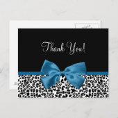 Bedankt Modern Leopard Mykonos Blue Ribbon Briefkaart (Voorkant / Achterkant)