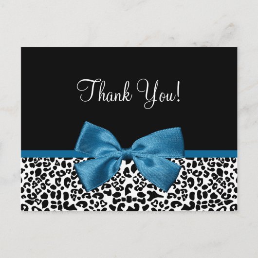 Bedankt Modern Leopard Mykonos Blue Ribbon Briefkaart (Voorkant)