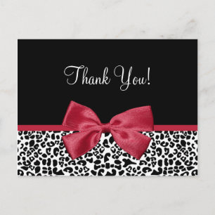 Bedankt Modern Leopard Samba Red Ribbon Briefkaart