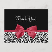Bedankt Modern Leopard Samba Red Ribbon Briefkaart (Voorkant)