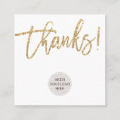 BEDANKT Modern logo Business Bedankt Gouden Glitte Vierkante Visitekaartje (Voorkant)