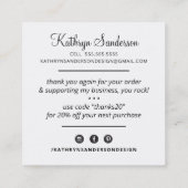 BEDANKT Modern logo Business Dank je wel effen zwa Vierkante Visitekaartje (Achterkant)