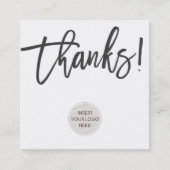 BEDANKT Modern logo Business Dank je wel effen zwa Vierkante Visitekaartje (Voorkant)