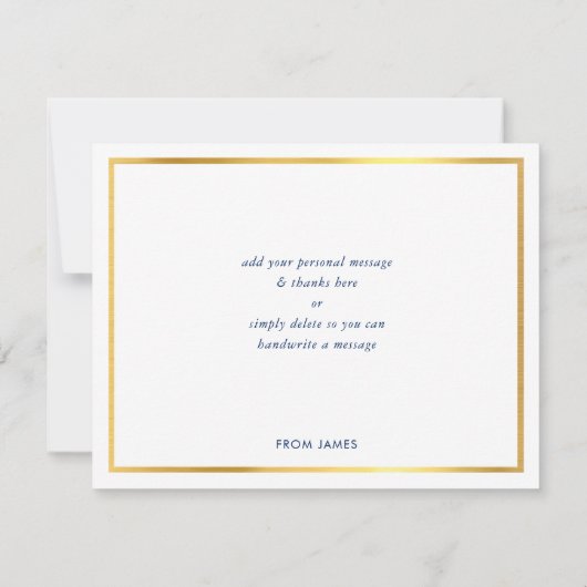 BEDANKT Modern marineblauw waterverf gouden schrif (Achterkant)