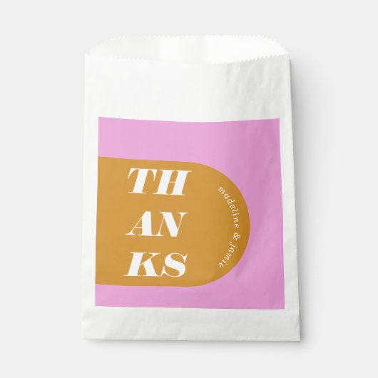 Bedankt Modern Minimal Pink & Yellow Retro Arch Bedankzakje (Voorkant)