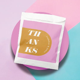 Bedankt Modern Minimal Pink & Yellow Retro Arch Bedankzakje