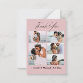 Bedankt Modern Script 5 foto's Roze bruiloft Notitiekaartje (Voorkant)