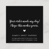 BEDANKT Modern Script Streep Zwart Goud Glitter Vierkante Visitekaartje (Achterkant)