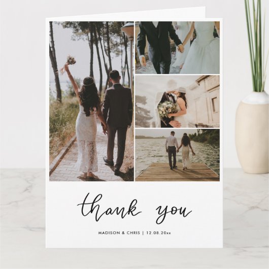 Bedankt Modern Script Wedding Photo Collage (Voorkant)