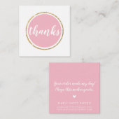 BEDANKT Modern Spot Hand Lettered Script bord Roze Vierkante Visitekaartje (Voorkant / Achterkant)