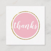 BEDANKT Modern Spot Hand Lettered Script bord Roze Vierkante Visitekaartje (Voorkant)