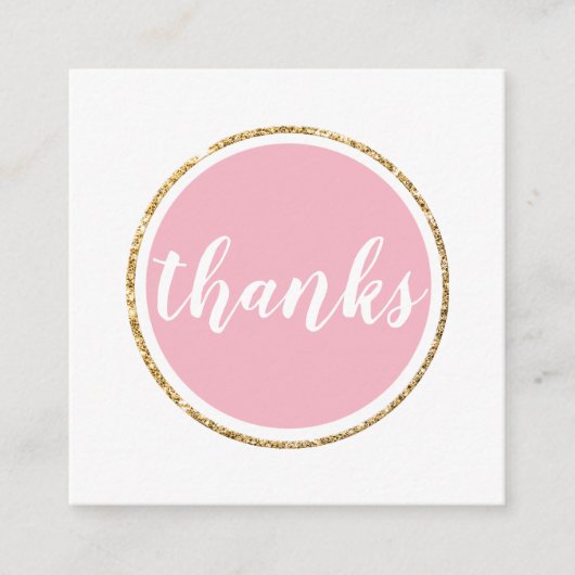 BEDANKT Modern Spot Hand Lettered Script bord Roze Vierkante Visitekaartje (Voorkant)