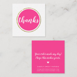 BEDANKT Modern Spot Hand Lettered Script Hot Pink Vierkante Visitekaartje