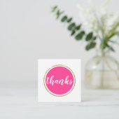 BEDANKT Modern Spot Hand Lettered Script Hot Pink Vierkante Visitekaartje (Staand voorkant)