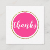 BEDANKT Modern Spot Hand Lettered Script Hot Pink Vierkante Visitekaartje (Voorkant)