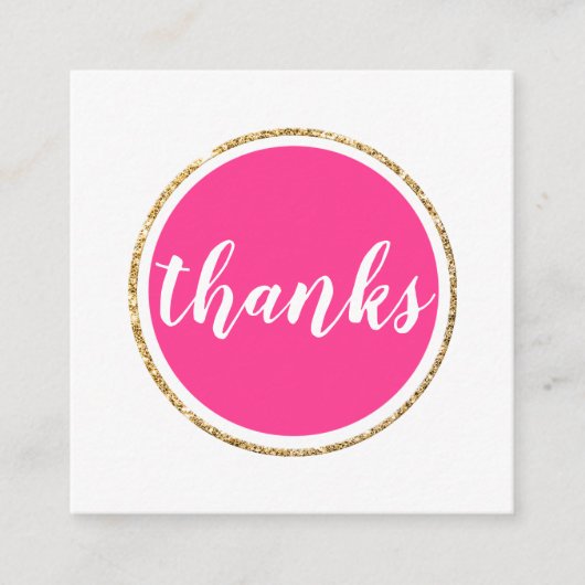 BEDANKT Modern Spot Hand Lettered Script Hot Pink Vierkante Visitekaartje (Voorkant)