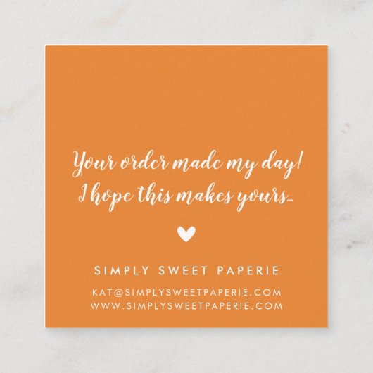 BEDANKT Modern Spot Hand Lettered Script sinaasapp Vierkante Visitekaartje (Achterkant)