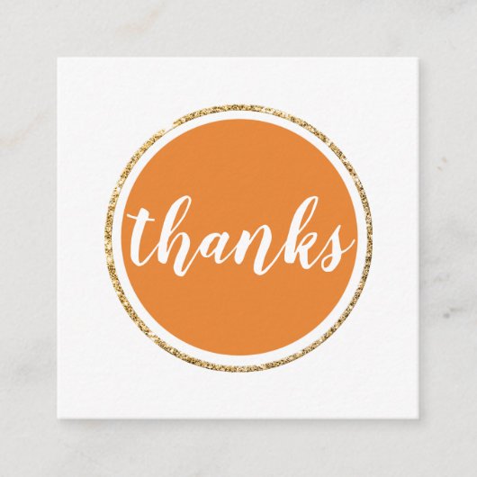 BEDANKT Modern Spot Hand Lettered Script sinaasapp Vierkante Visitekaartje (Voorkant)