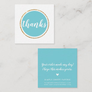 BEDANKT Modern Spot Handschrift Aqua Blue Vierkante Visitekaartje
