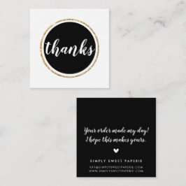 BEDANKT Modern Spot Handschrift Zwart Vierkante Visitekaartje