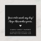 BEDANKT Modern Spot Handschrift Zwart Vierkante Visitekaartje (Achterkant)