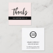 Bedankt Modern Stripe Pink Square Visitekaartje (Voorkant / Achterkant)