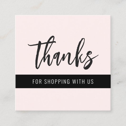 Bedankt Modern Stripe Pink Square Visitekaartje (Voorkant)