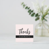 Bedankt Modern Stripe Pink Square Visitekaartje (Staand voorkant)
