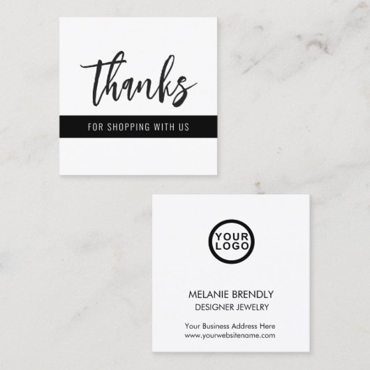 Bedankt Modern Stripe Square Visitekaartje (Voorkant / Achterkant)