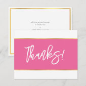 BEDANKT Modern Tpretty Pink Gold White script (Voorkant / Achterkant)