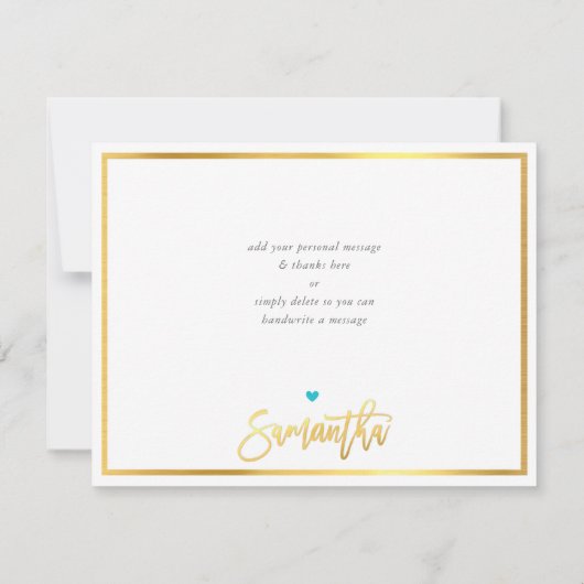 BEDANKT modern turquoise blauw goud schrijven SAMA (Achterkant)