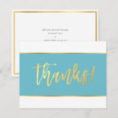 BEDANKT modern turquoise blauw goud schrijven SAMA (Voorkant / Achterkant)