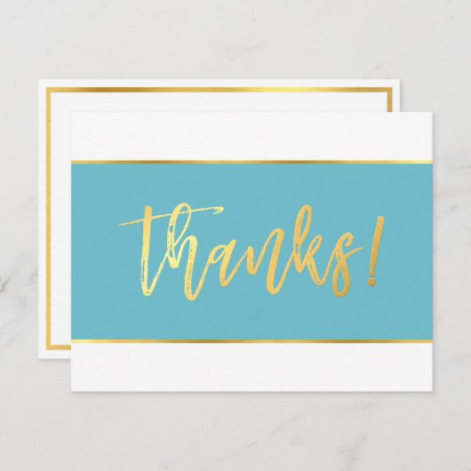 BEDANKT modern turquoise blauw goud schrijven SAMA (Voorkant / Achterkant)